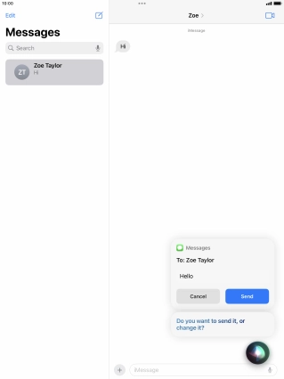 If an application is open on your tablet, such as a Mail or Messages, you can also use the functions available here, e.g.: REPLY [text].