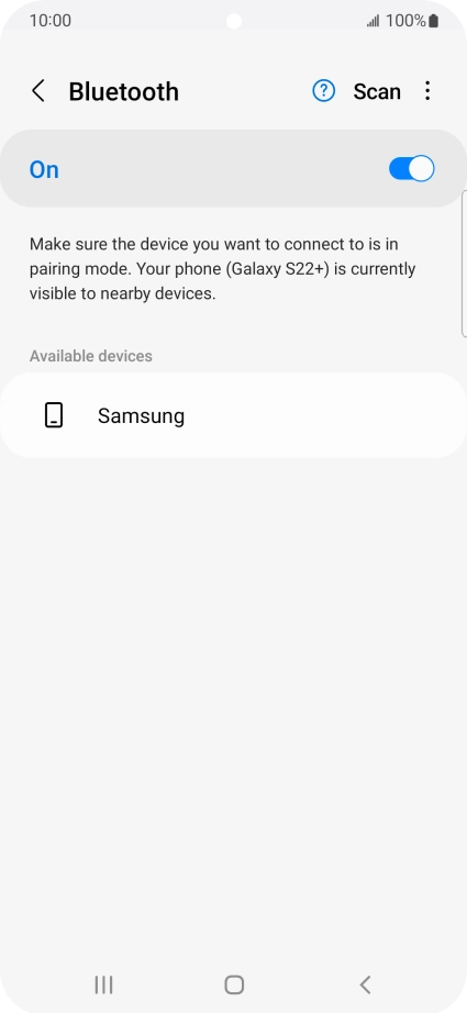 Press the required Bluetooth device and follow the instructions on the screen to pair the device with your phone.