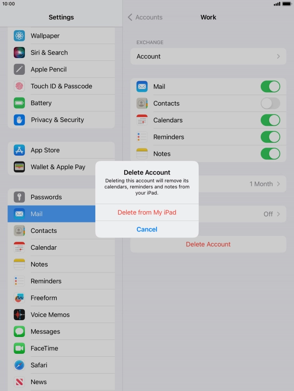 Press Delete from My iPad.