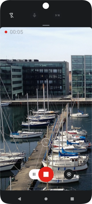 Press the stop icon to stop recording.