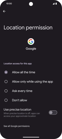 Press the required setting.