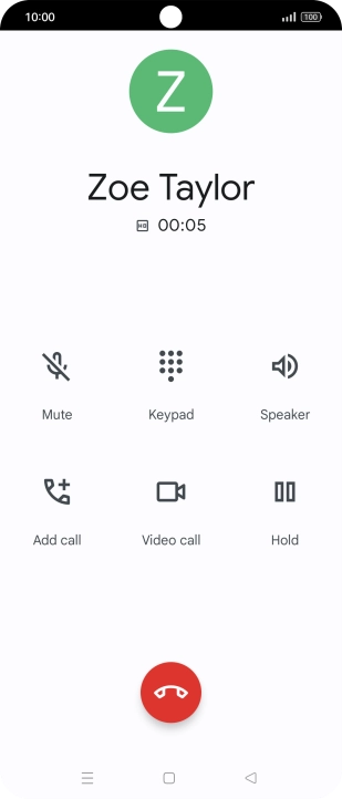 Press the end call icon.