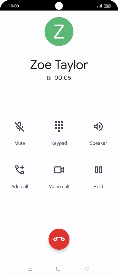 Press the end call icon.