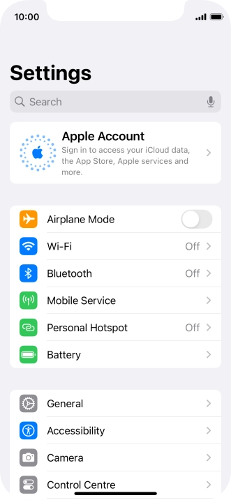 Press Apple Account.