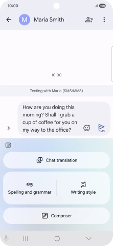 To change the writing style of your text, press Writing style and follow the instructions on the screen to use the function.