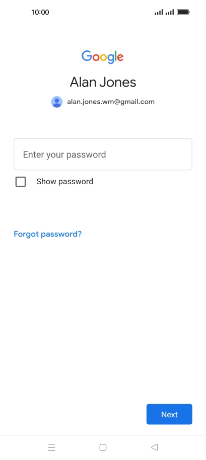 Press Enter your password and key in the password for your Google account.