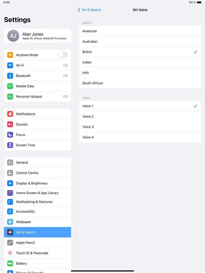 Press the required accent.