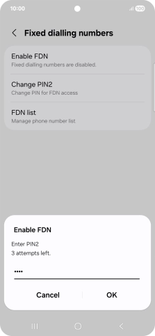 Key in your PIN2 and press OK. The default PIN2 is 1111.