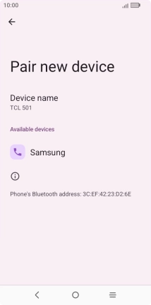 Press the required Bluetooth device and follow the instructions on the screen to pair the device with your phone.