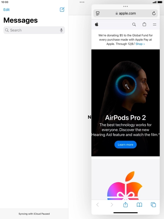 The application now displays on top of the other open application.