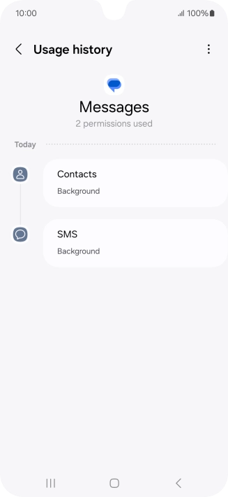The app activity for the selected app is displayed.