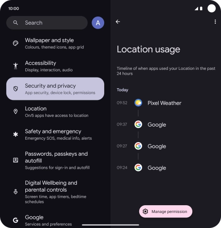The total app activity for the selected phone function is displayed.