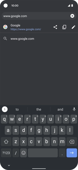 Key in the address of the required web page and press arrow right.