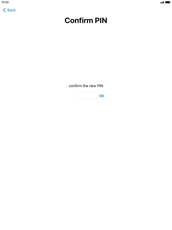 Key in the new PIN again and press OK.