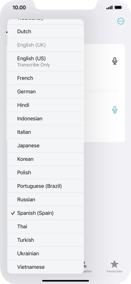 Press the required target language.