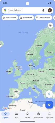 Press the search field and key in the required destination.