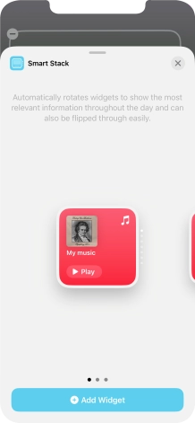 Slide your finger right or left on the screen to select the required widget size. Slide your finger right or left on the screen to select the required widget size.