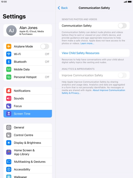 Press the indicator next to 