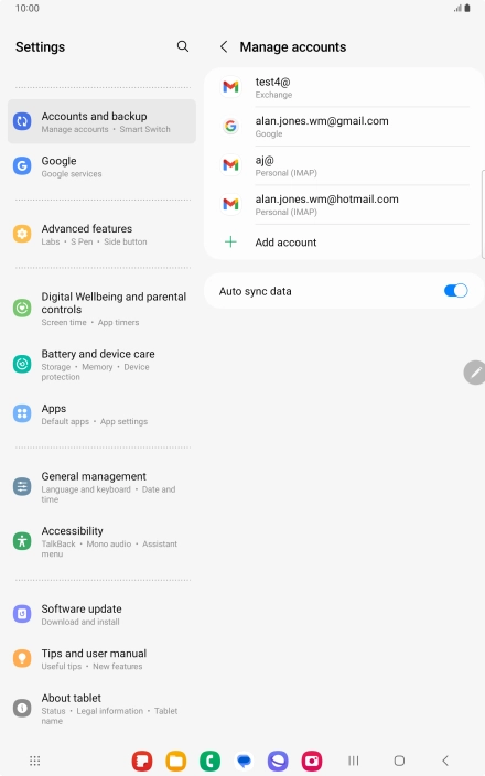 Press the required email account. Press the required email account.