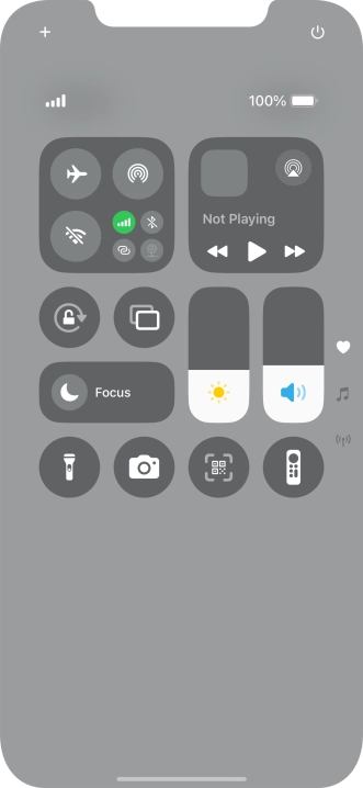 Slide your finger up or down on the screen to select the required Control Centre page.