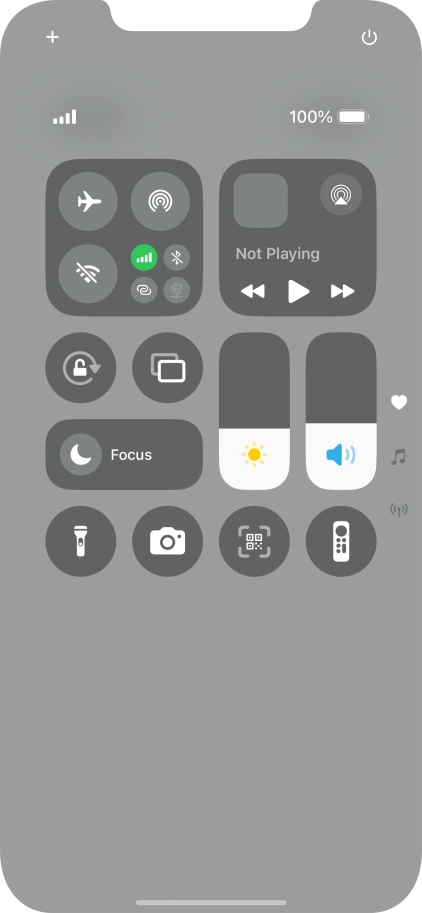 Slide your finger up or down on the screen to select the required Control Centre page.