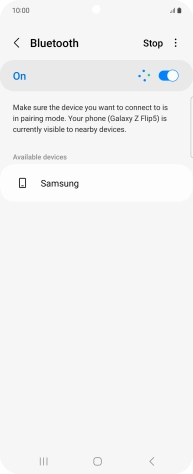 Press the required Bluetooth device and follow the instructions on the screen to pair the device with your phone.