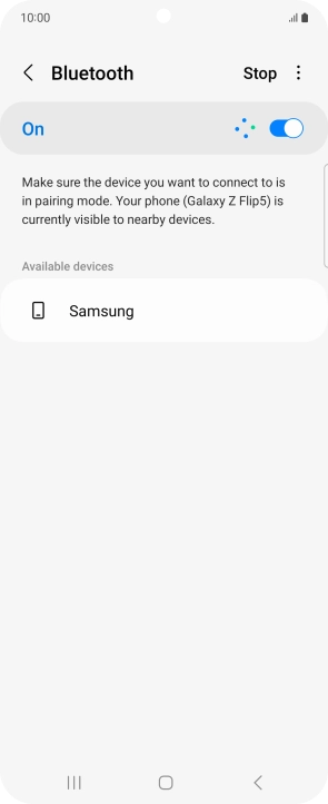 Press the required Bluetooth device and follow the instructions on the screen to pair the device with your phone.