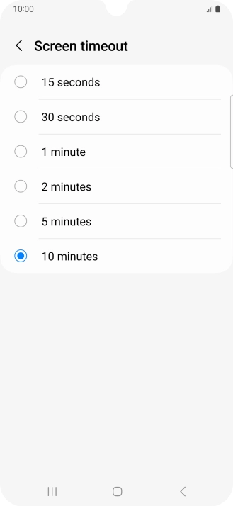 Press the required setting.