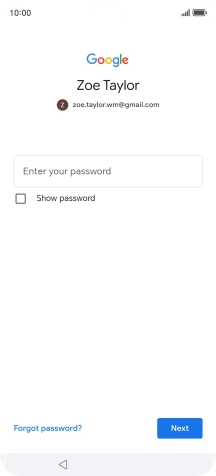 Press Enter your password and key in the password for your Google account.