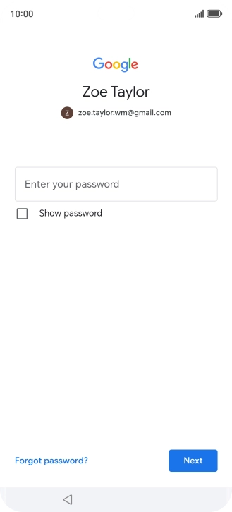 Press Enter your password and key in the password for your Google account.