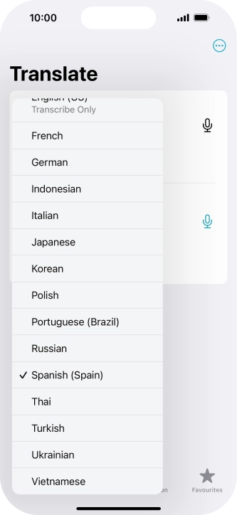 Press the required target language.