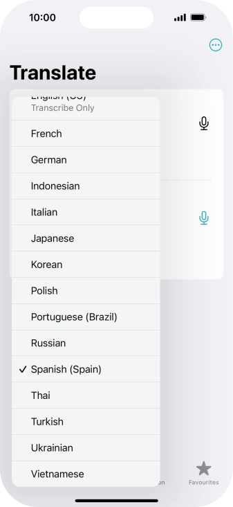 Press the required target language.