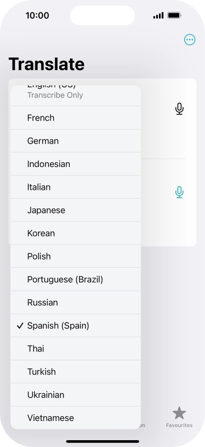Press the required target language.