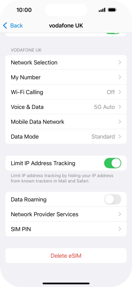Press Delete eSIM and follow the instructions on the screen to delete your eSIM.