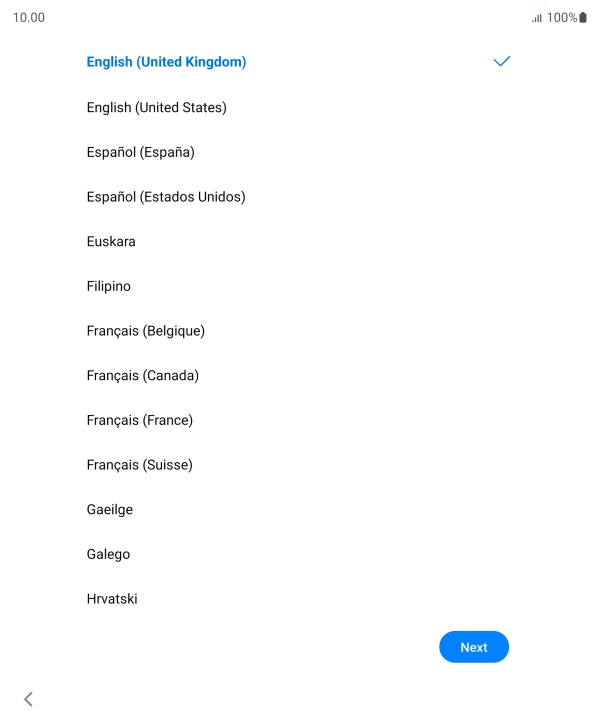 Press the required language. Press the required language.