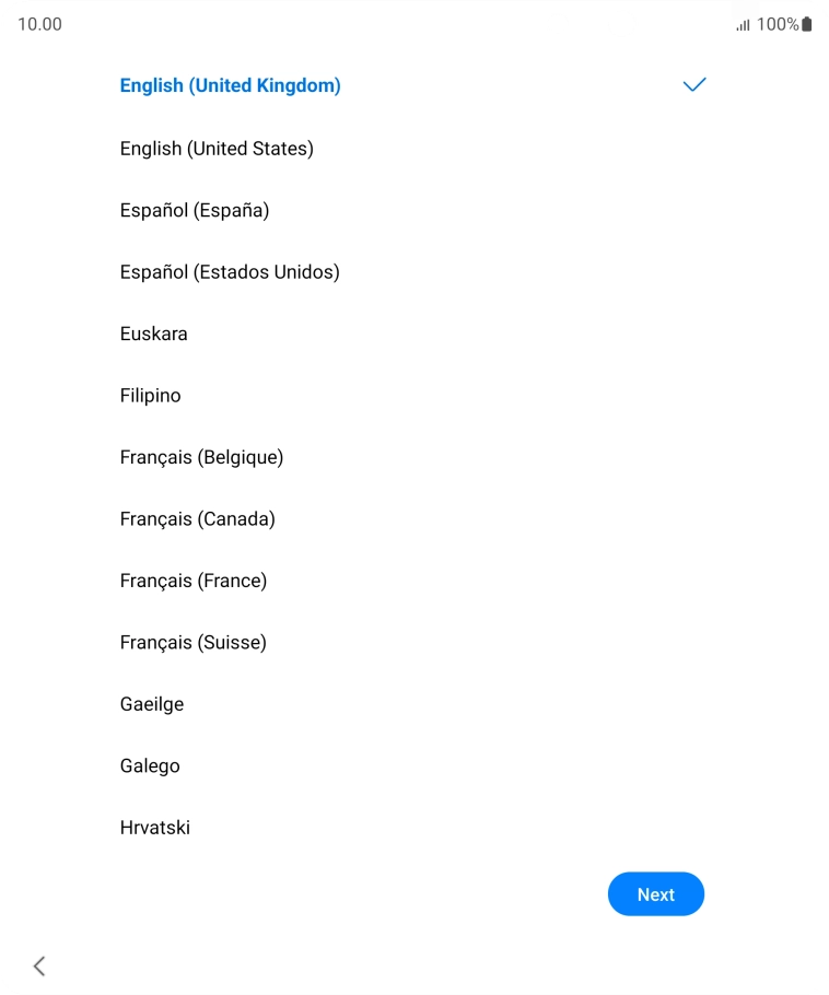 Press the required language. Press the required language.