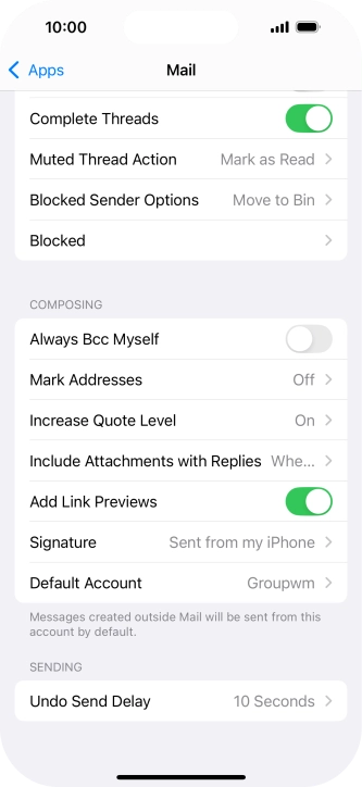 Press Default Account.