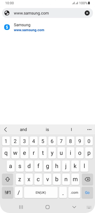Key in the address of the required web page and press Go.