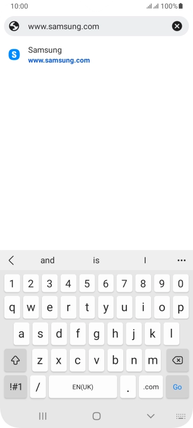 Key in the address of the required web page and press Go.