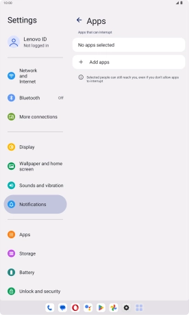 Press Add apps and follow the instructions on the screen to select which apps you would like to receive notifications from when Do Not Disturb is turned on.