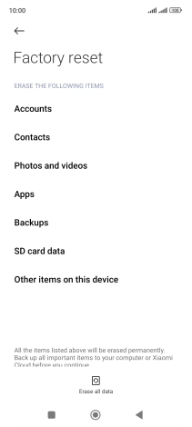 Press Erase all data.