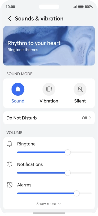 Press the required setting below 
