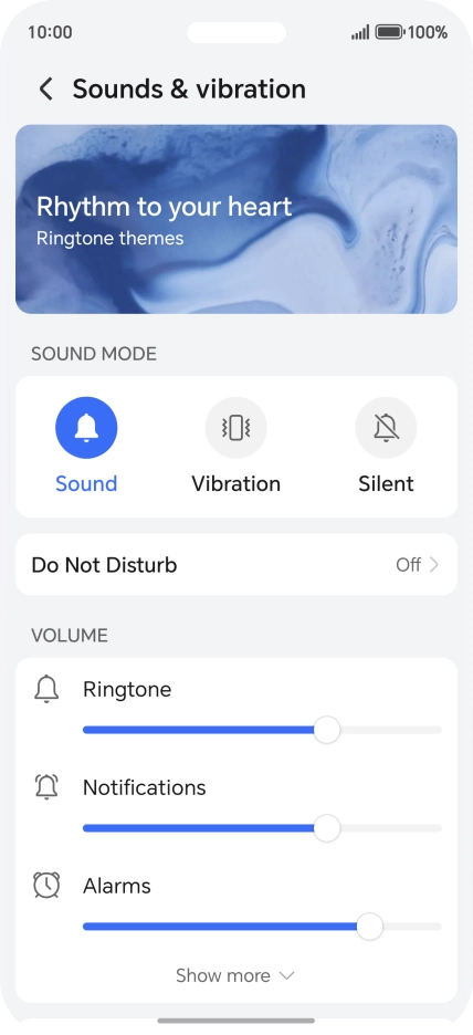 Press the required setting below 