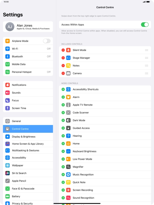 Press the indicator next to 