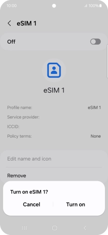 If you turn on use of the price plan, press Turn on.