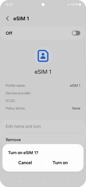 If you turn on use of the price plan, press Turn on.