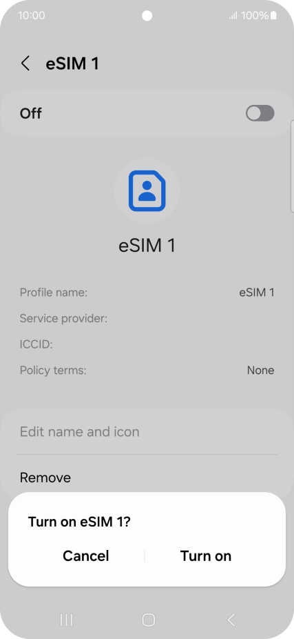 If you turn on use of the price plan, press Turn on.