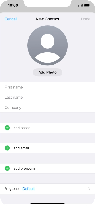 Press First name and key in the first name.