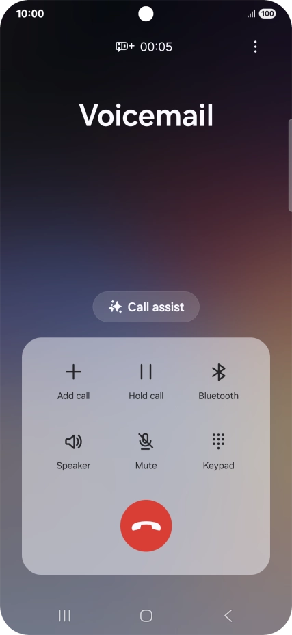 Press the end call icon. Press the end call icon.