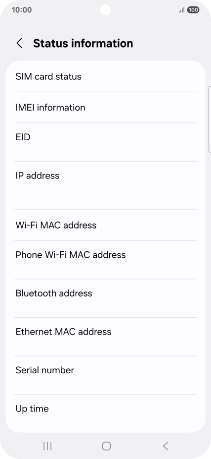 Your phone's EID number is displayed below EID.